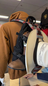 "MULE" HOOEY BACKPACK BLACK W/GREY/TAN AZTEC PATTERN