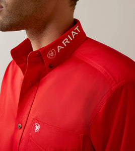 Ariat Men’s Team logo twill Long sleeve shirt Classic Fit - poppy red