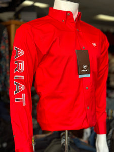 Ariat Men’s Team logo twill Long sleeve shirt - poppy red