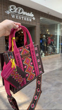 Load image into Gallery viewer, Wrangler Southwestern Print Small Canvas Tote/Crossbody - Hot Pink