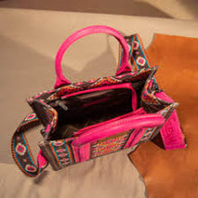 Load image into Gallery viewer, Wrangler Southwestern Print Small Canvas Tote/Crossbody - Hot Pink