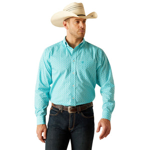MEN'S Ariat Wrinkle Free Stanley Classic Fit Shirt - Peacock Blue