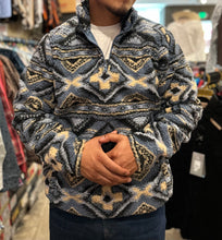 Load image into Gallery viewer, Men&#39;s Wrangler Sherpa 1/4 zip Southwest aztec Pullover - Blue