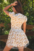Load image into Gallery viewer, JESSICA Floral Print A Line Tulle Short-Sleeve Mini Dress