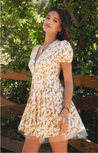 Load image into Gallery viewer, JESSICA Floral Print A Line Tulle Short-Sleeve Mini Dress