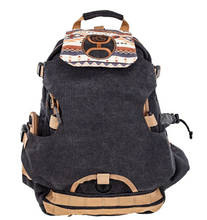 Load image into Gallery viewer, Mule Hooey Backpack - Charcoal and Tan with aztec print