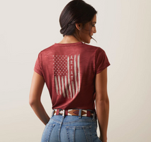 Load image into Gallery viewer, Ariat women’s laguna patriot short sleeve t-shirt -  pomegranate 10043625