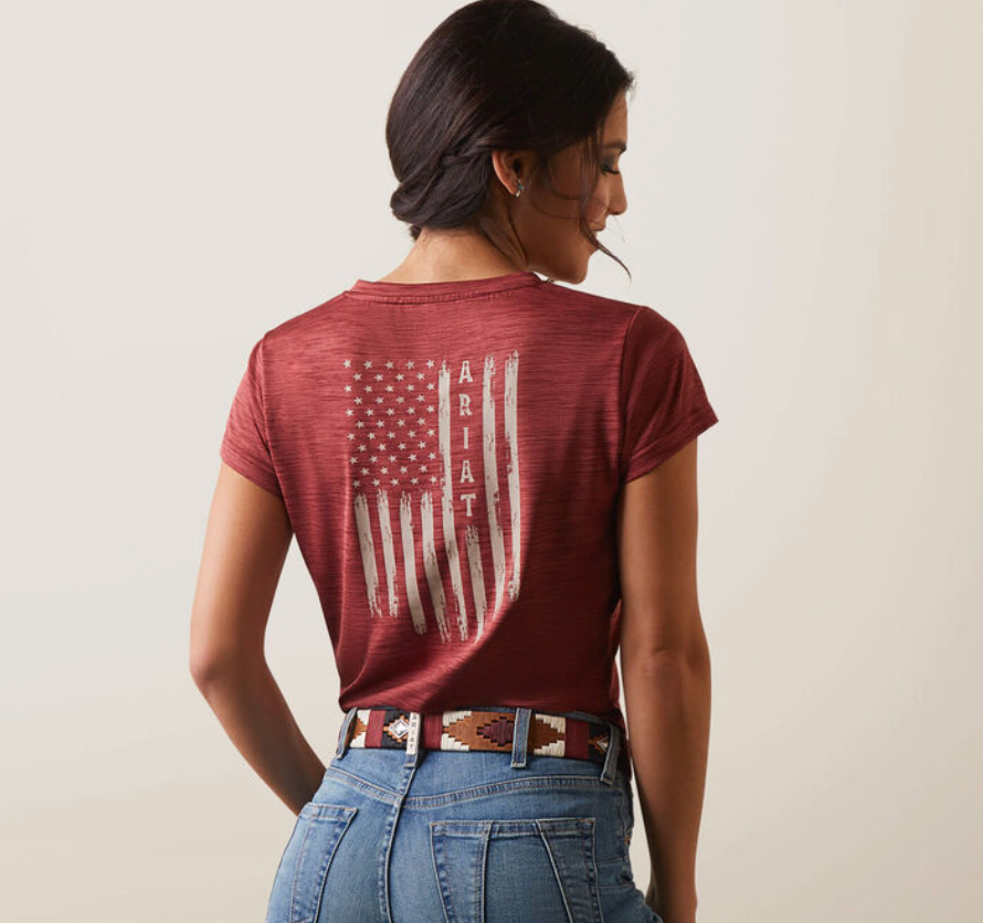 Ariat women’s laguna patriot short sleeve t-shirt -  pomegranate 10043625