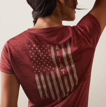 Load image into Gallery viewer, Ariat women’s laguna patriot short sleeve t-shirt -  pomegranate 10043625