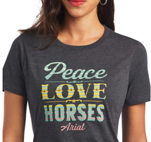 Load image into Gallery viewer, Ariat ladies t-shirt Peace Love Horses - Charcoal Heather (10040960)