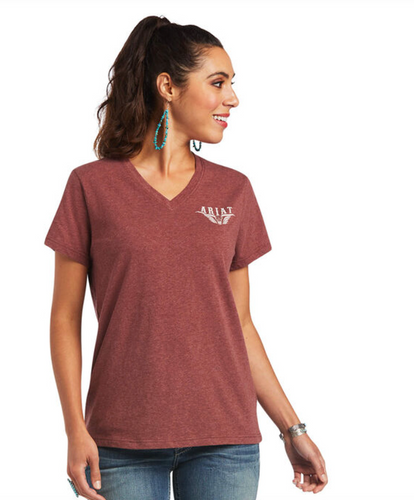 Ariat Women's Real Relaxed Longhorn Short Sleeve T-Shirt Tee - (Roasted Russet) 10040621
