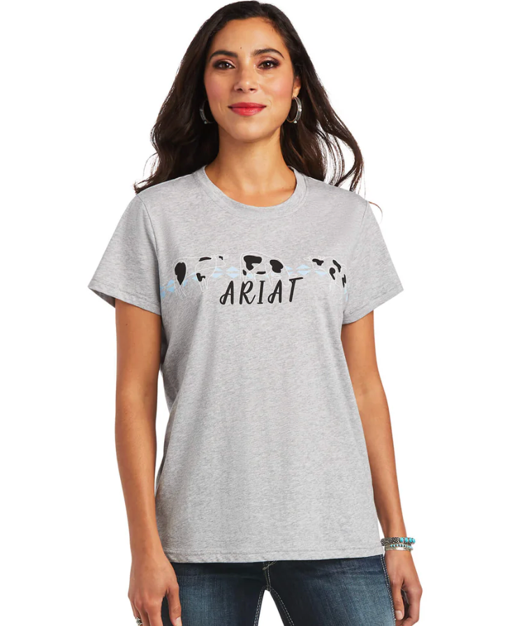 Ariat ladies REAL Cow Pasture Tee - Heather Grey (10040496)