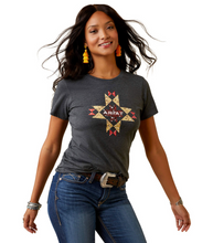 Load image into Gallery viewer, Ariat women quilt logo SS tee shirt - charcoal heather (10045443)