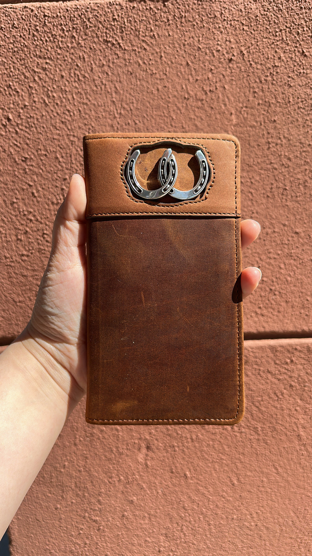 Silver Creek Rodeo Wallet - Distressed Brown Double Horseshoe