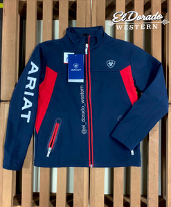 Ariat KIDS' New Team Softshell Jacket - Navy / Red