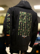 Load image into Gallery viewer, Rebar Camo Flag Full Zip Hoodie - Charcoal heather