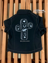 Load image into Gallery viewer, Kids Crystal Cactus Poly Shell Jacket - Black