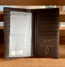 Load image into Gallery viewer, Ariat Rodeo Wallet/Checkbook cover - Ariat shield concho with weave design (turquoise)