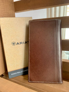 Ariat Rodeo Wallet/Checkbook cover - Ariat shield concho with weave design (turquoise)