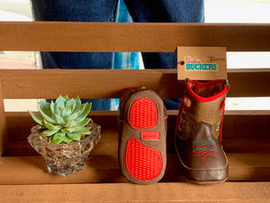 Infant Booties - "Kolter" Brown/Red