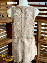 Load image into Gallery viewer, Women&#39;s Lace &amp; Suede Vest - Stone