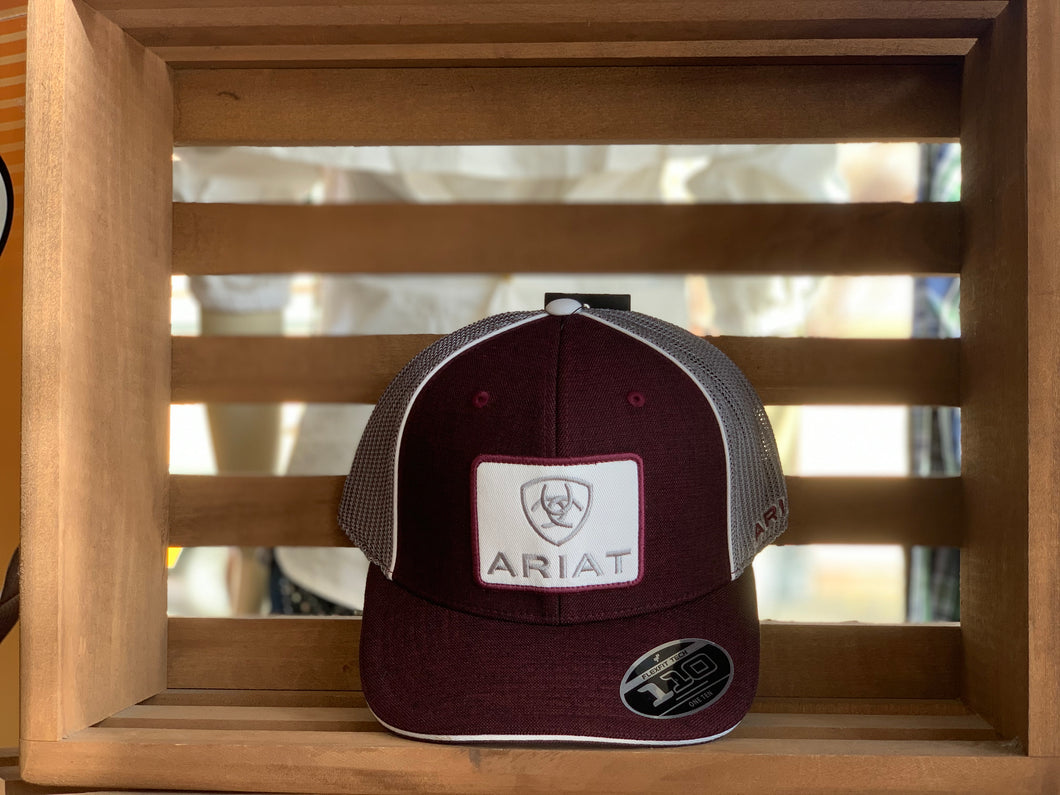 Ariat - Heather Burgundy and Grey Mesh Cap with Ariat Logo