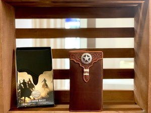Rodeo Wallet/ Checkbook cover - Lone Star with tooling