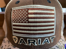 Load image into Gallery viewer, Ariat Brown Camo with American Flag Cap