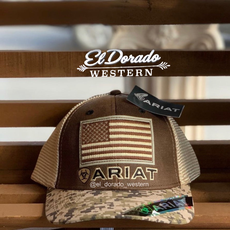 Ariat Brown Camo with American Flag Cap