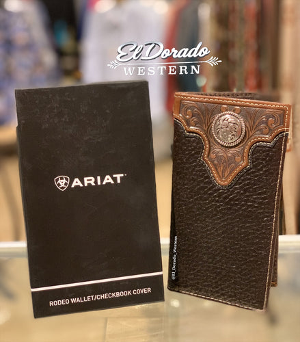 Ariat Circle Concho Chocolate Brown Leather Rodeo Wallet