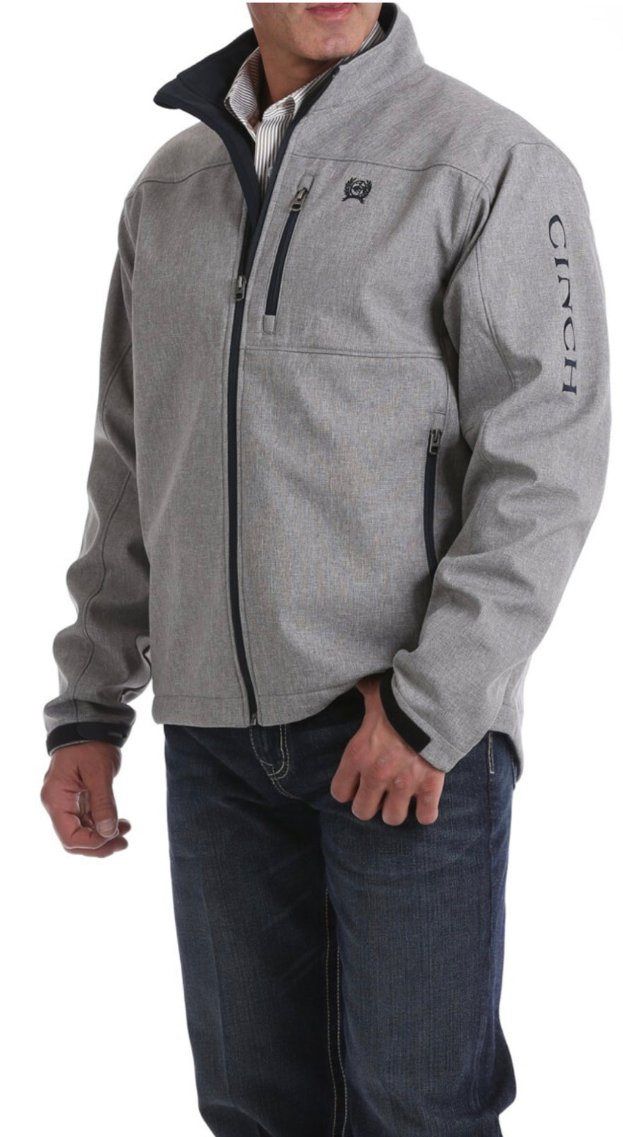 Cinch men’s bonded textured jacket - Grey / navy