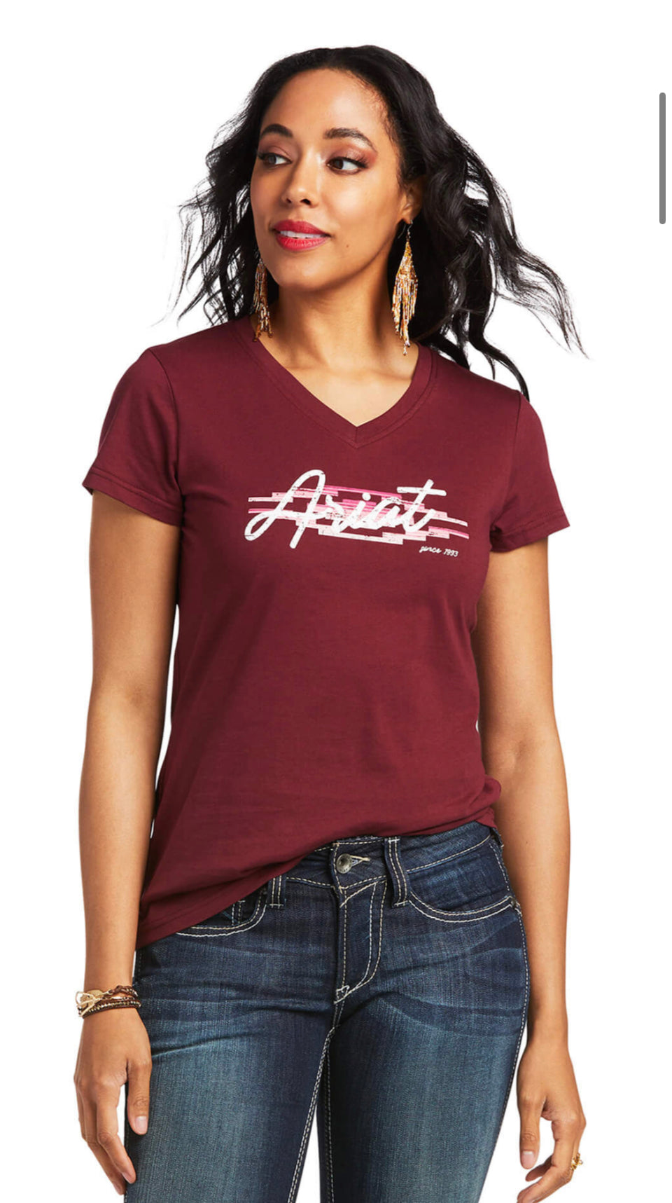 Ariat women’s REAL logo script classic fit tee - Zinfandel