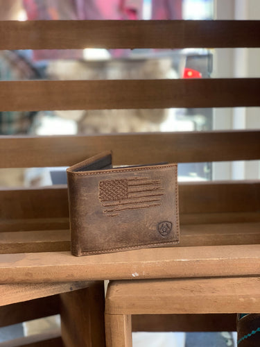 Ariat Bi-Fold Wallet - USA stitching distressed leather