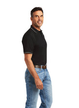 Load image into Gallery viewer, Ariat Men’s Logo Fitted Short Sleeve Polo - Black
