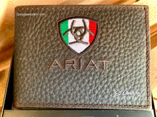Load image into Gallery viewer, Ariat Mexican Flag Logo Distressed Leather Bi-Fold Wallet