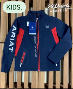 Ariat KIDS' New Team Softshell Jacket - Navy / Red