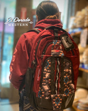 Load image into Gallery viewer, &quot;OX&quot; BURGUNDY/BLACK W/MULTI COLOR PATTERN HOOEY BACKPACK