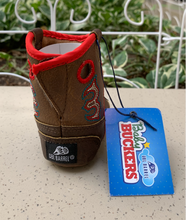 Load image into Gallery viewer, Infant Booties - &quot;Kolter&quot; Brown/Red